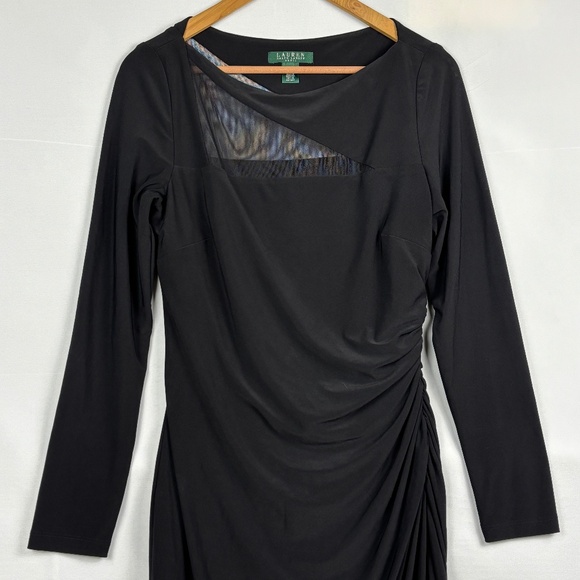 Lauren Ralph Lauren Women LongSleeve Midi Dress 10 Bodycon Party Cocktail Mesh - Picture 3 of 13